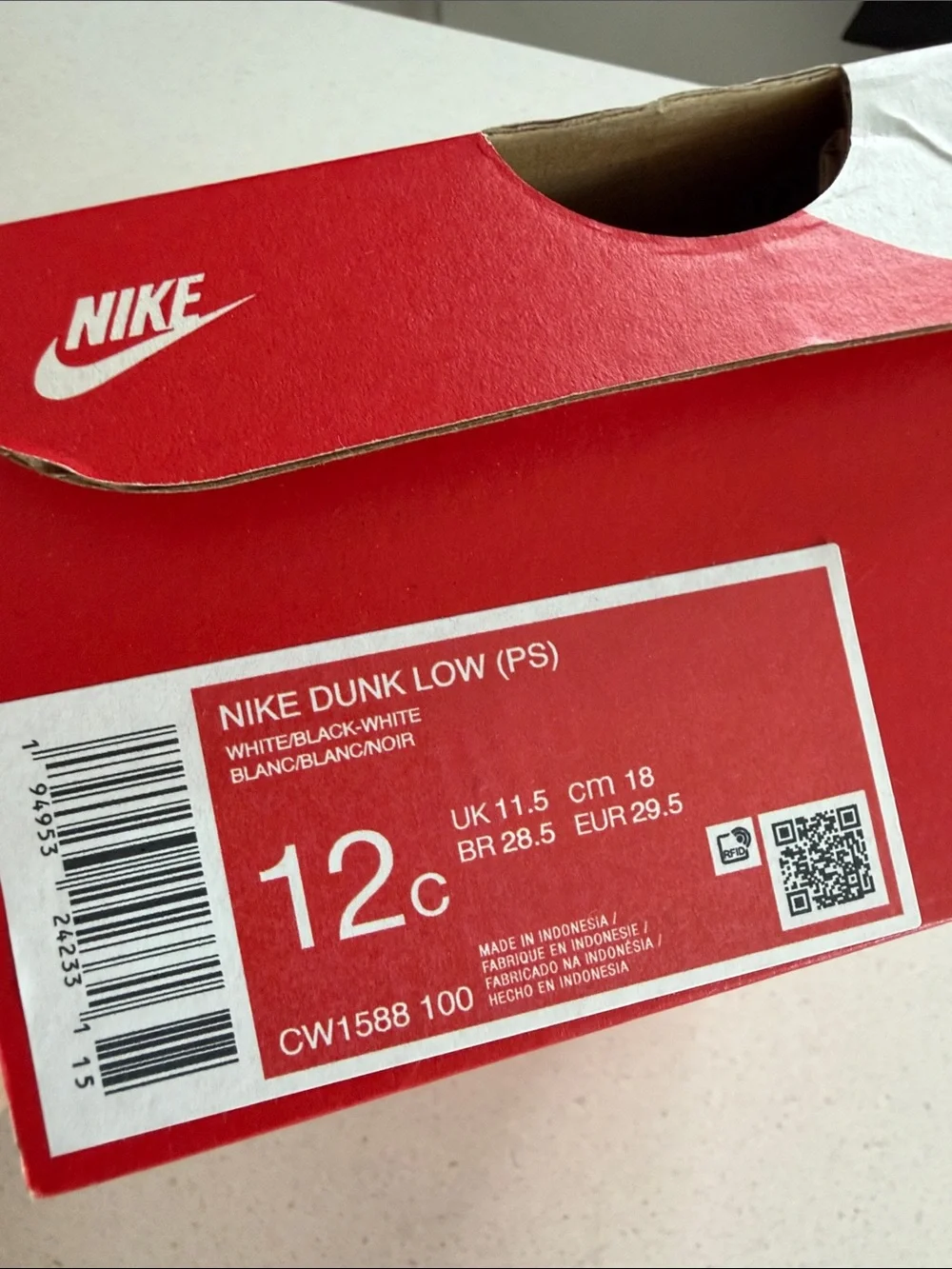 Nike Kids Black and White Low-Top Sneakers